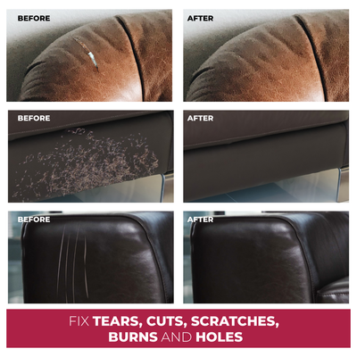 Leather sofa repaired using our repair kit for car upholstery