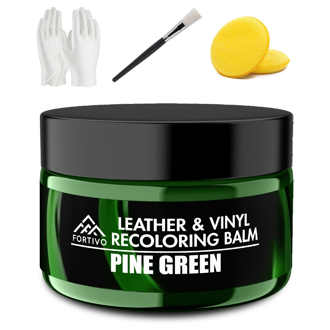 pine green leather color restoration in white background