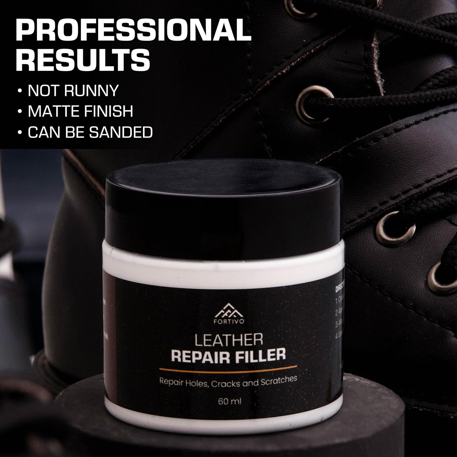  FORTIVO Black Leather Balm, Leather Repair Kit