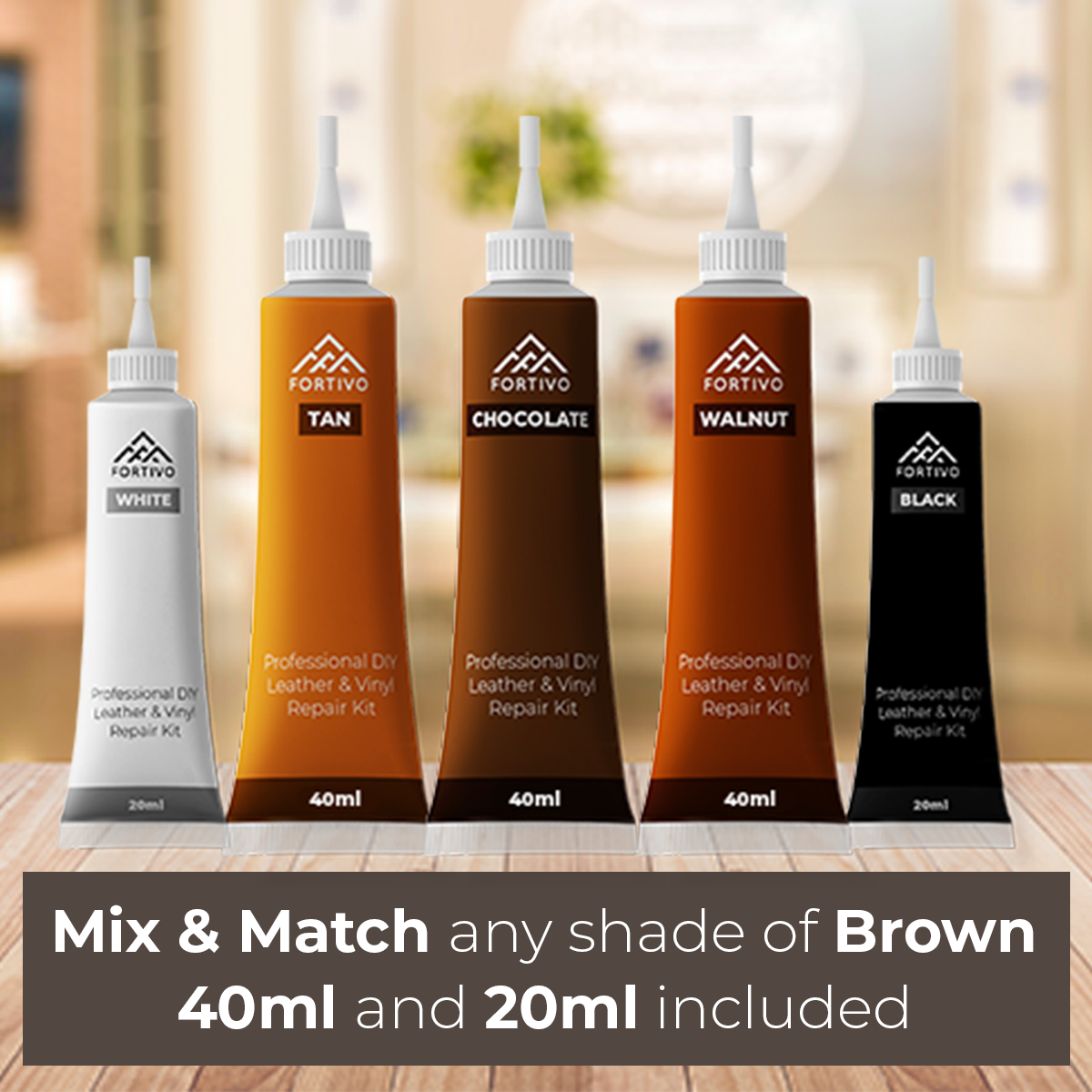 Mix and match any shade of brown vinyl repair kit