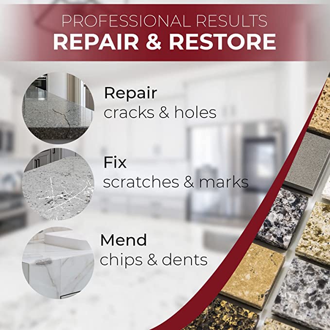 Granite and Marble Repair Kit. Fix Chips, Scratches, & Breaks