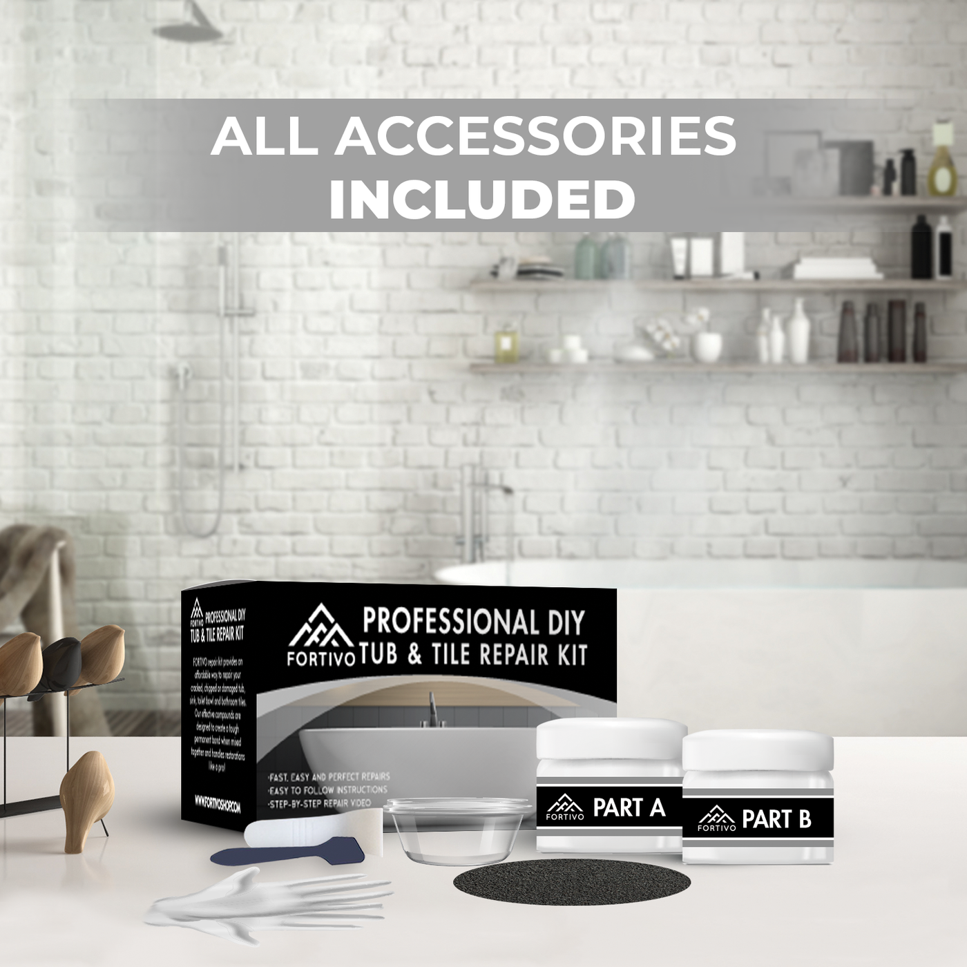 All-inclusive ceramic tile repair kit with essential accessories